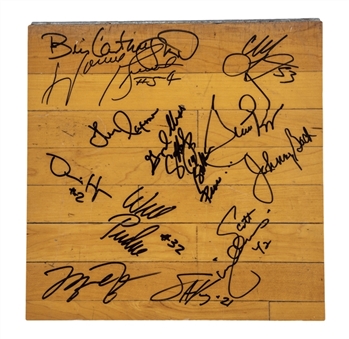 1990-91 Chicago Bulls Game Used & Team Signed Chicago Stadium Floor Piece With 12 Signatures Including Michael Jordan (Bulls LOA & Beckett)